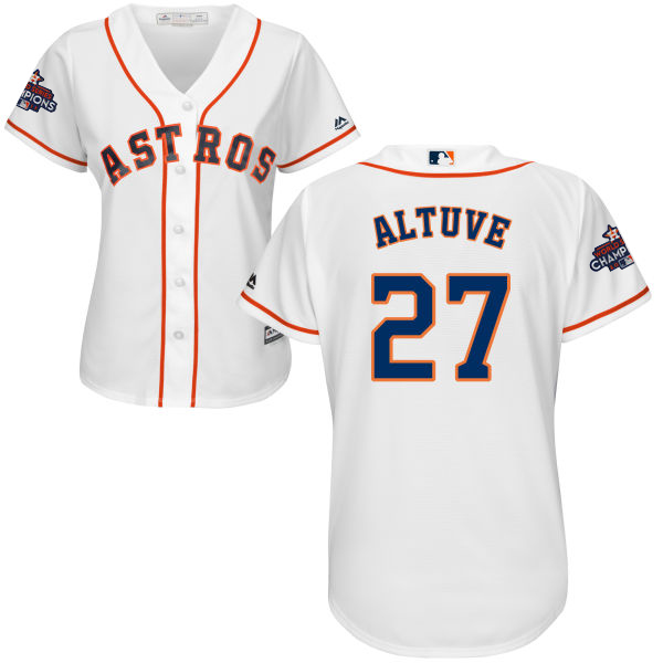 Astros #27 Jose Altuve White Home World Series Champions Women's Stitched MLB Jersey